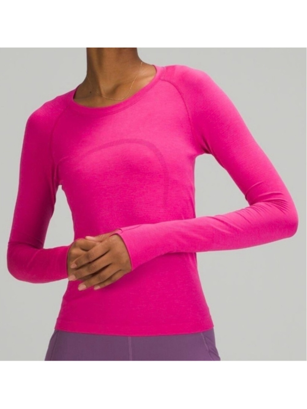 Lululemon Spandex Stripe Pow Pink Sakura Swiftly Tech Long Sleeve 2.0 Shirt 8
